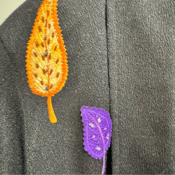Vintage Anage Beaded Fall Leaves Oversized Open Front Blazer Size Medium - Picture 5 of 11